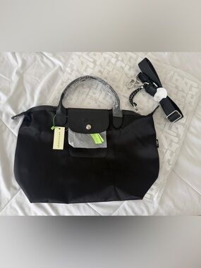 Longchamp Black Nylon Le Pliage Tote with Removable Strap